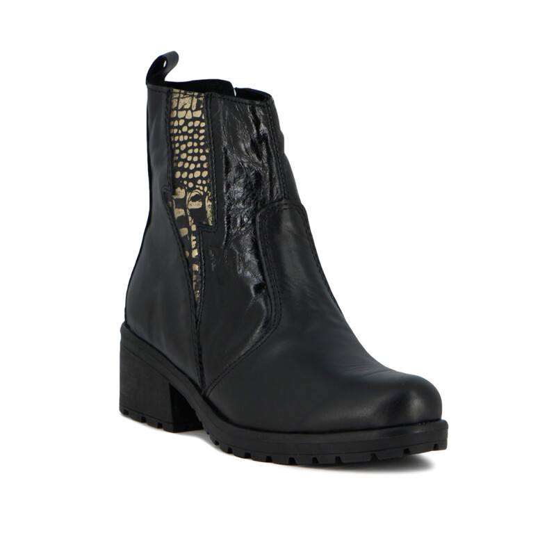 Macri Bota Caña Baja Suela Tr Taco Foliado Negro-animal Print