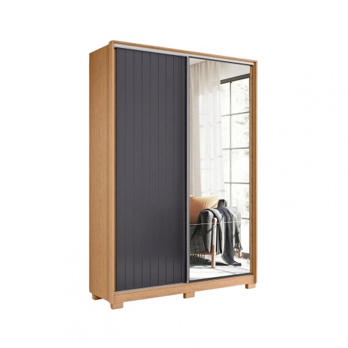 Ropero 2 puertas Corredizas con Espejo - Frizatto Negro