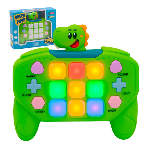 Joystick Consola Interactiva 15 Botones Con Luces Y Sonido Dinosaurio Verde