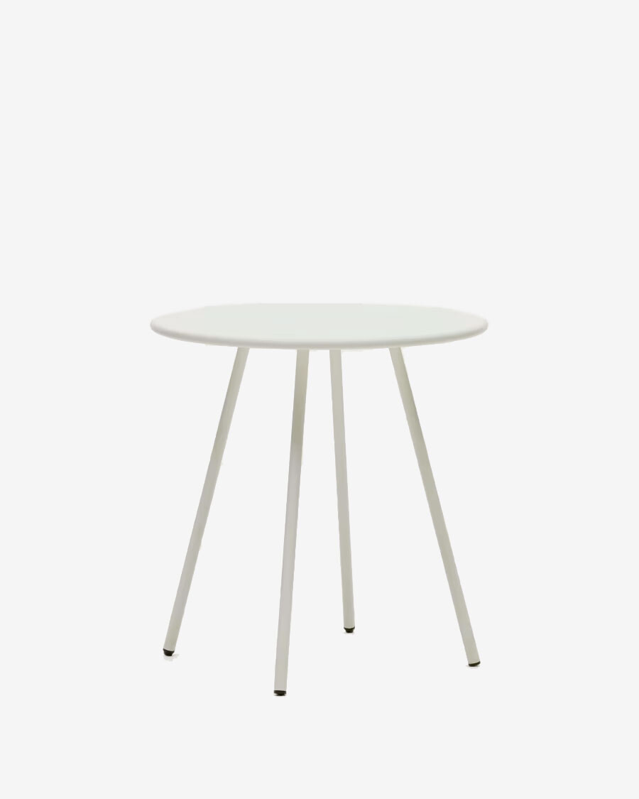 Mesa redonda de exterior Montjoi de acero con acabado blanco Ø 70 cm