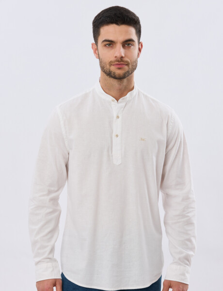 CAMISA LISA DE LINO CUELLO MAO Blanco