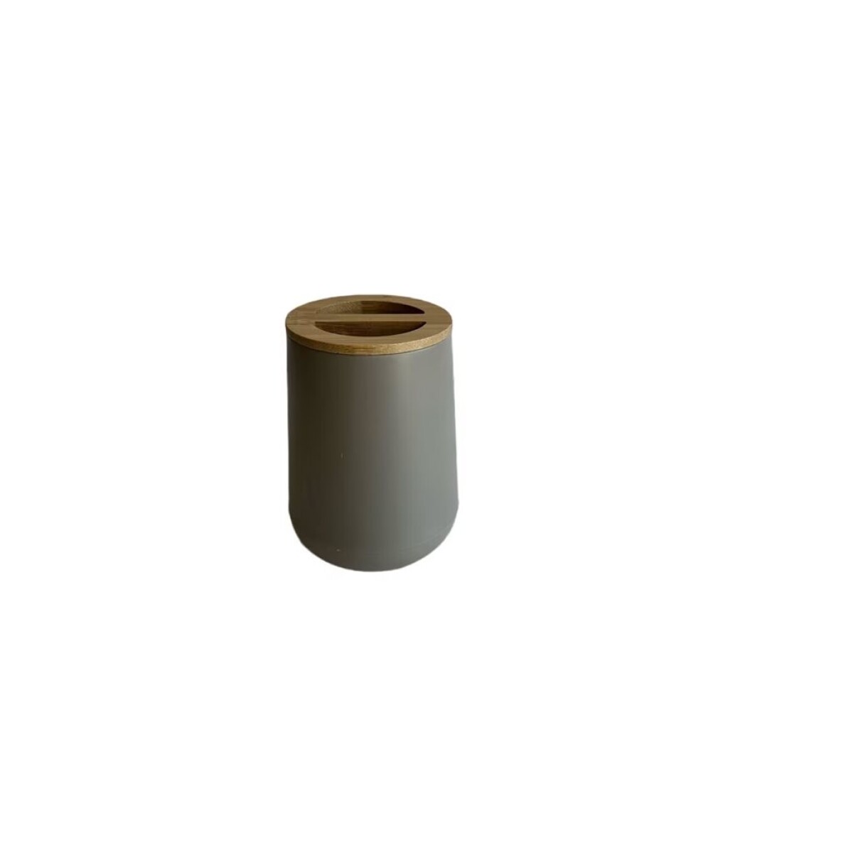VASO PORTACEPILLOS EN PLASTICO Y MADERA BEIGE 