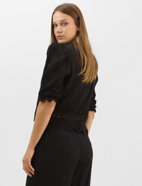 Blusa Bordada Puntilla NEGRO