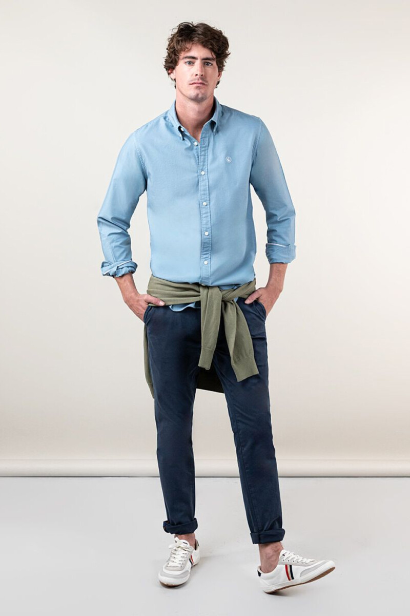 Camisa Garment Dyed El Ganso Azul Acero