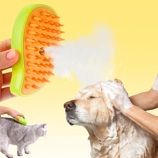 Cepillo Peine Con Spray Pelo Saca Nudos Perro Gato Mascota Variante Color Verde