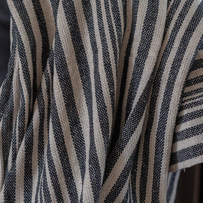 Manta para sillon y cama algodón Rayas Taupe 130cm