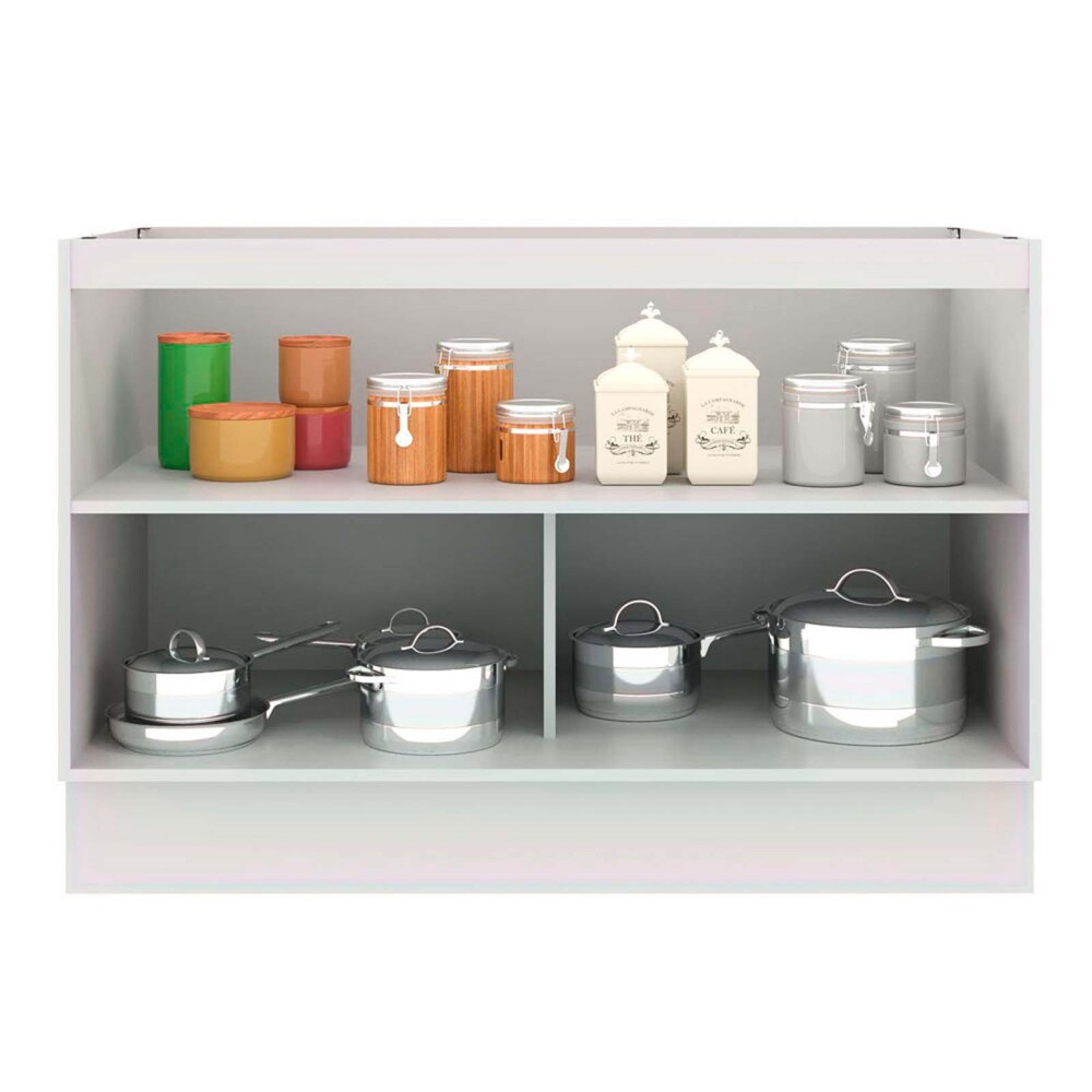 BAJO MESADA 120 CM MDP-Y-VIDRIO BLANCO LUX