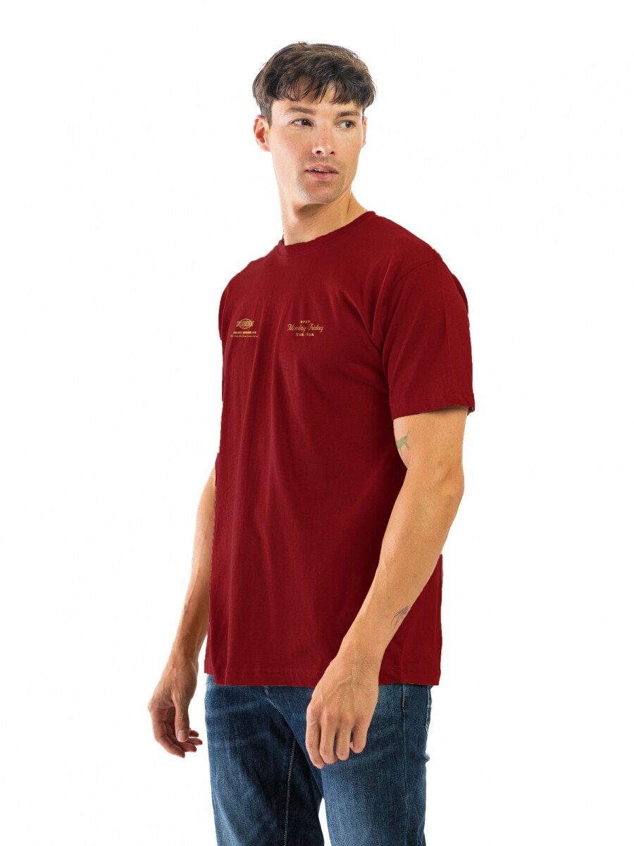 Remera Estampada Cuello Base - Bordo/ Ciudades 022 