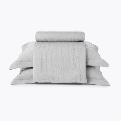 Juego Colcha y Funda Dohler 2 Plaza 100% Microfibra GRIS PLATA