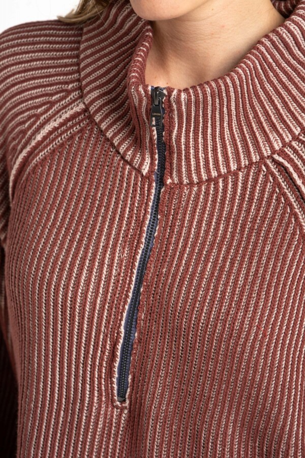 Sweater Algodón Cierre Bordeaux