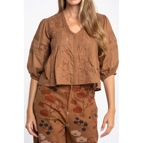 Blusa Boho Lino Chocolate