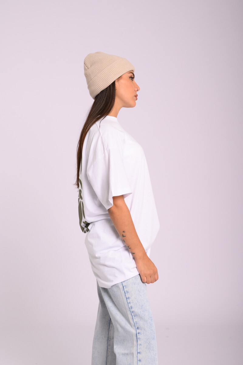 Remera manga corta oversize - Estampada Blanco