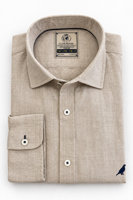 Camisa lino Short Collar Sand