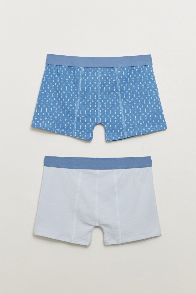 Pack x2 boxer Estampado Ancla Gris Y Azul