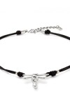 COLLAR DE CUERO Y LIBÉLULA BAÑADA EN PLATA DE LEY PLATA / BLANCO