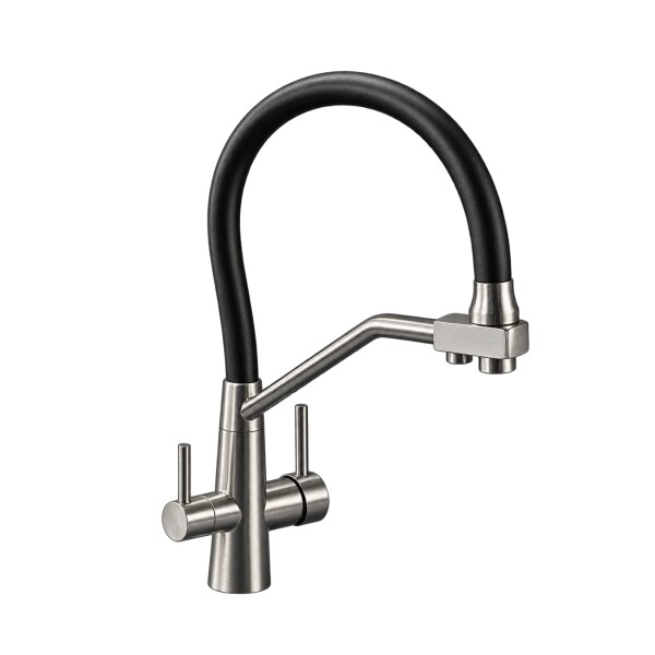 MONOCOMANDO COCINA MESADA C/FILTRO ACERO INOX Y PICO DE GOMA Monocomando Cocina Mesada C/filtro Acero Inox Y Pico De Goma