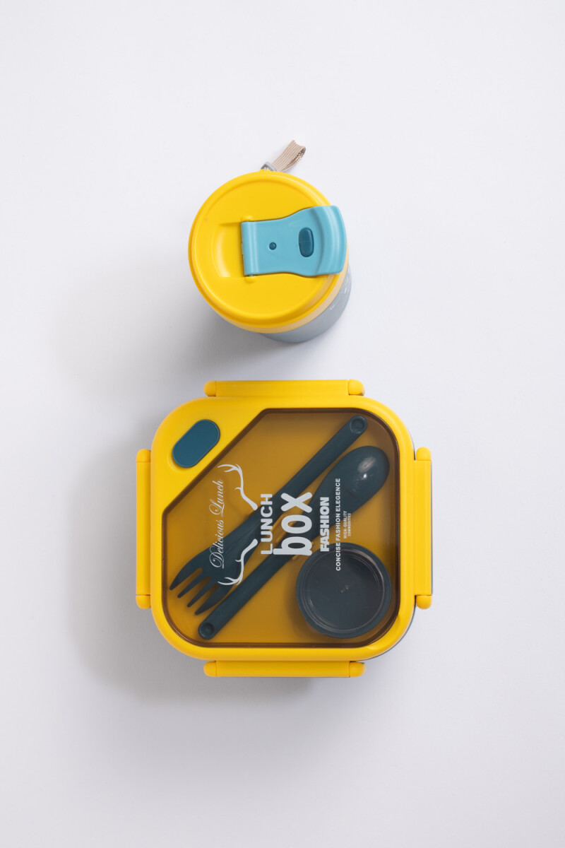 Set lunchera con vaso Amarillo Y Azul