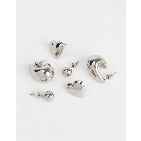 Set De Aros Gota Bubble Plateado
