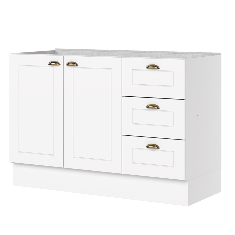 BAJO MESADA ARMARIO 2 PUERTAS 3 CAJONES - LÍNEA AMERICANA BLANCO