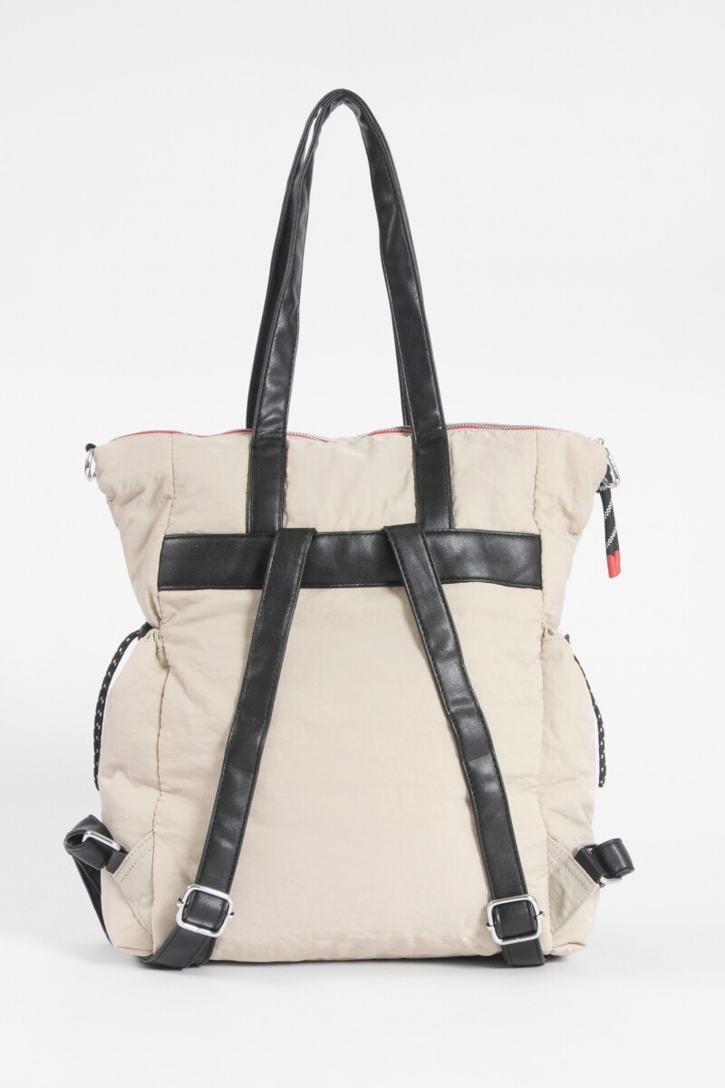 Mochila shopper bolsillos beige