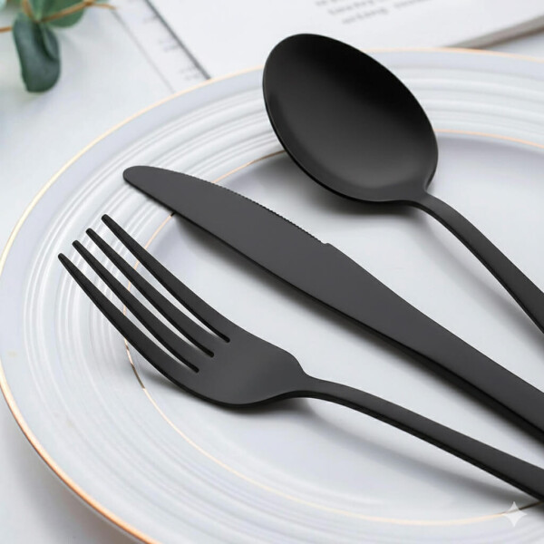 Juego de 24 Cubiertos De Acero Inoxidable Cocina Imback Negro Juego de 24 Cubiertos De Acero Inoxidable Cocina Imback Negro