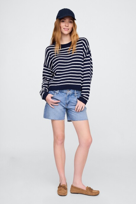 Buzo Algodòn Slub Mujer Navy Stripe