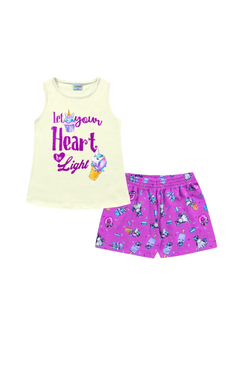 Conjunto para niñas (blusa sin mangas y shorts) MARFIL