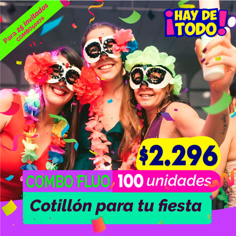Combo Cotillon Fluo Luminoso 25 Invitados - 102 Articulos Combo Cotillon Fluo Luminoso 25 Invitados - 102 Articulos