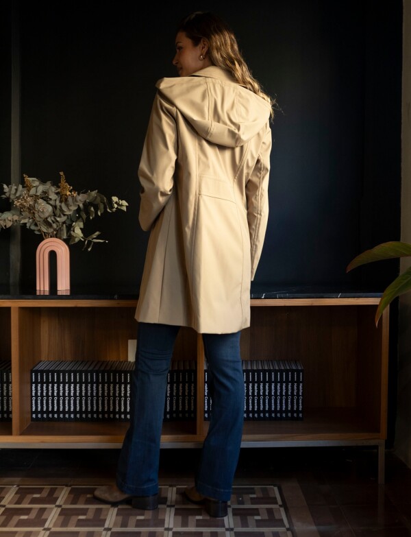Gabardina Impermeable Capucha BEIGE