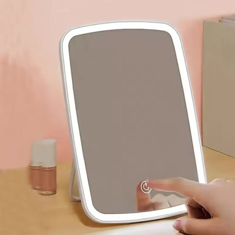 Espejo rectangular con luz led y pie de apoyo Blanco