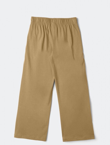 PANTALONES DE PIERNA ANCHA EN TEJIDO DE PUNTO MOSTAZA
