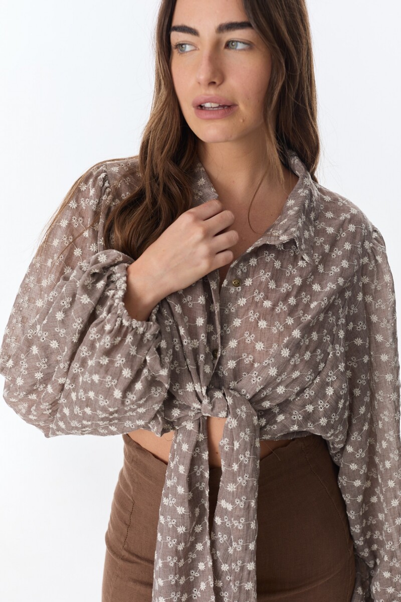 Top Mona Marron Broderie