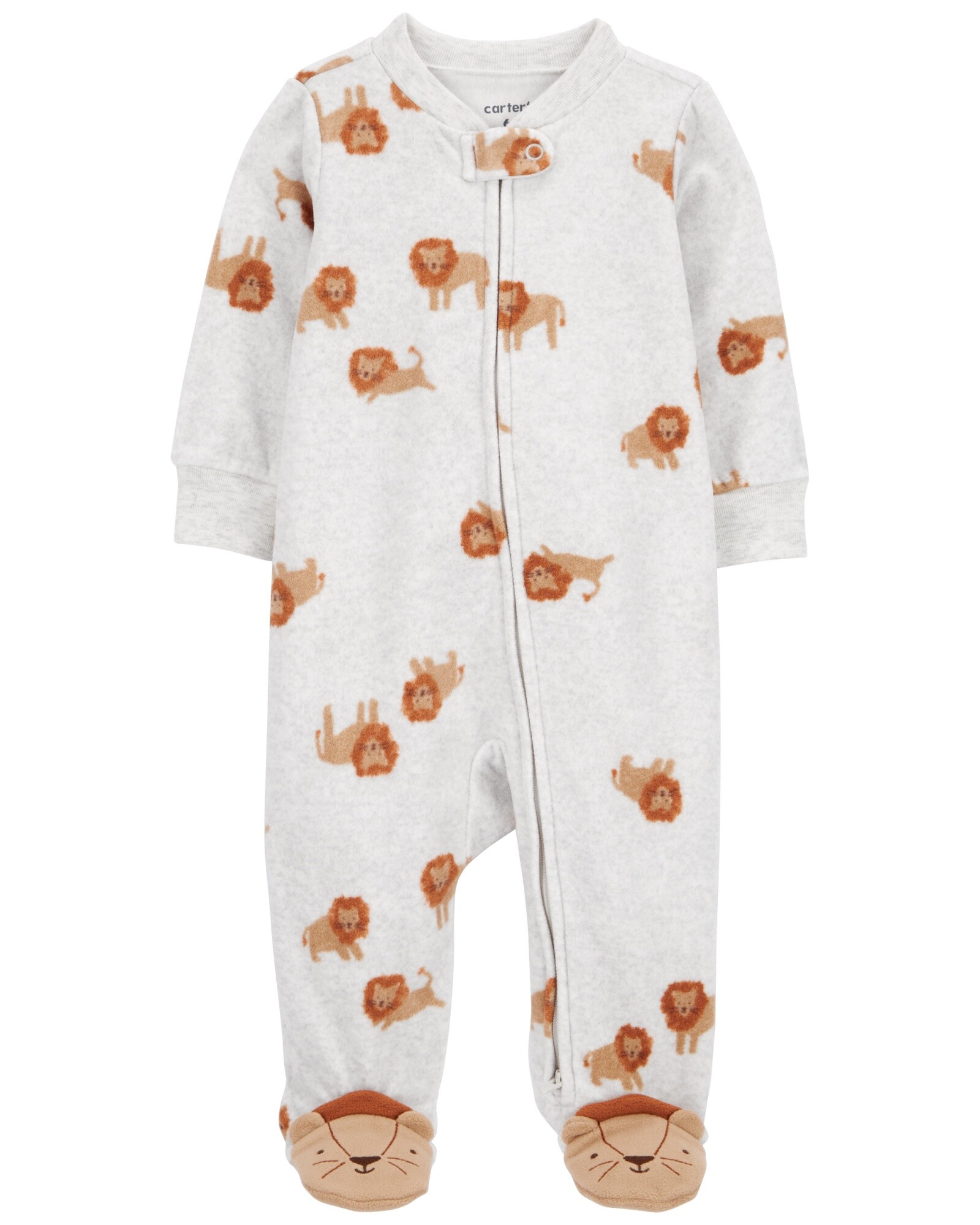 Pijama uno pieza de micropolar, con pie, diseño leones Sin color