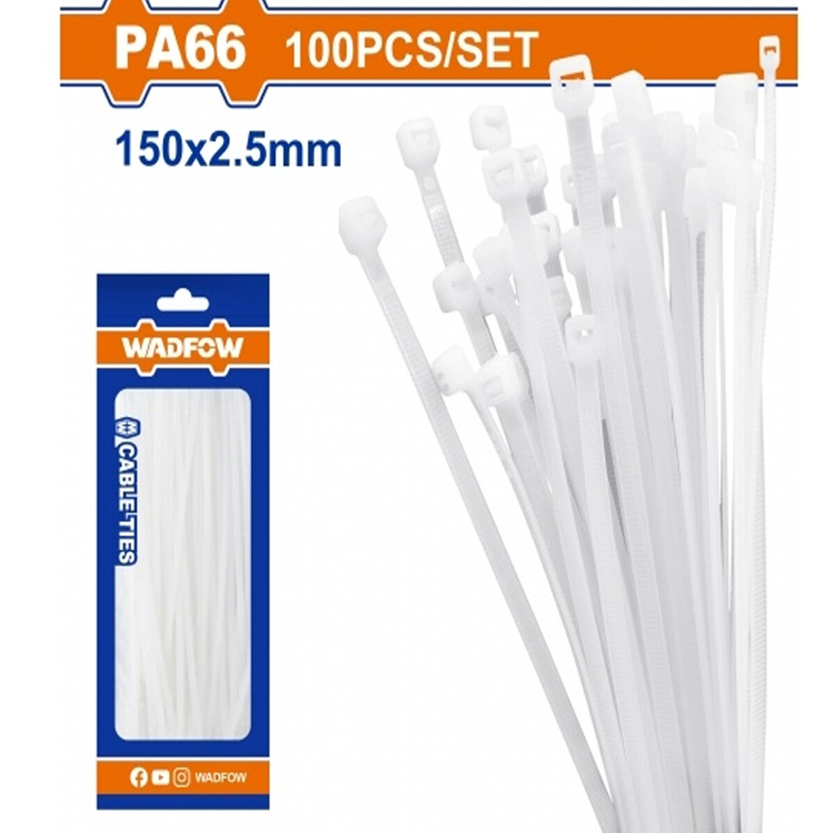 BOLSA X100 COLLARIN PRECINTO BLANCO 150X2.5MM WADFOW WTE315025 