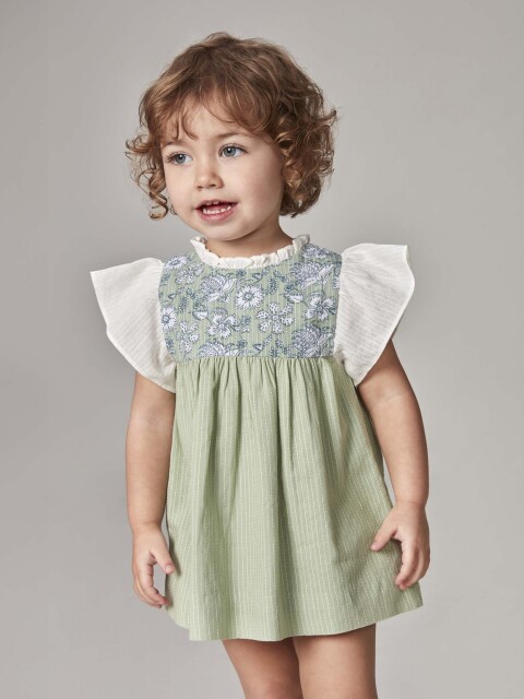 Vestido Canesu Estampado Gris