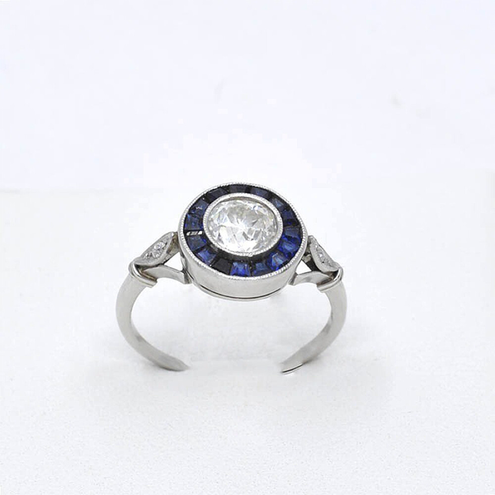 Anillo Platino, Brillantes Y Zafiros Sinteticos Anillo Platino, Brillantes Y Zafiros Sinteticos