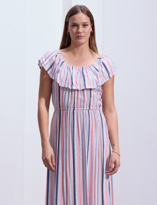 Vestido Maxi Lineas MULTI/ROJO