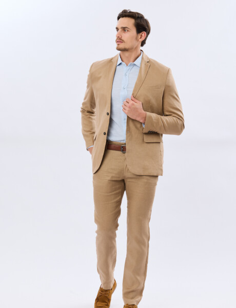 PANTALON CLÁSICO DE LINO Tostado