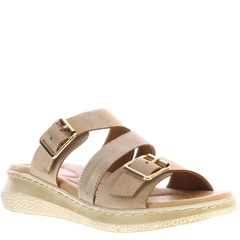 Sandalia de Mujer Lady Confort PALMA descalza con materiales combinados Beige