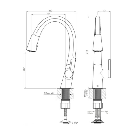 Griferia De Mesada Cocina Monocomando Cromo Fv 000