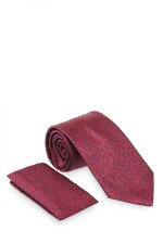 Corbata con pañuelo 8 cm BORDEAU