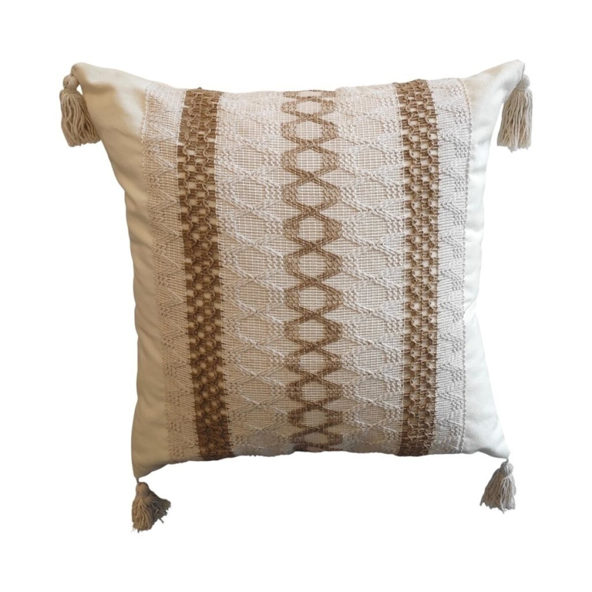 ALMOHADON CON TEJIDO 45x45CM BLANCO/NATURAL 