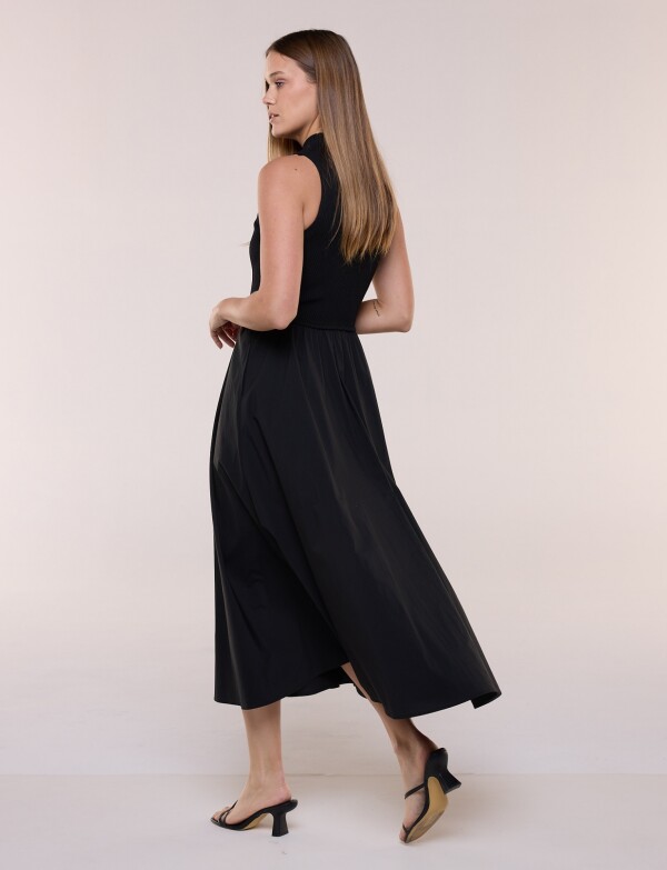 Vestido Midi Combinado NEGRO