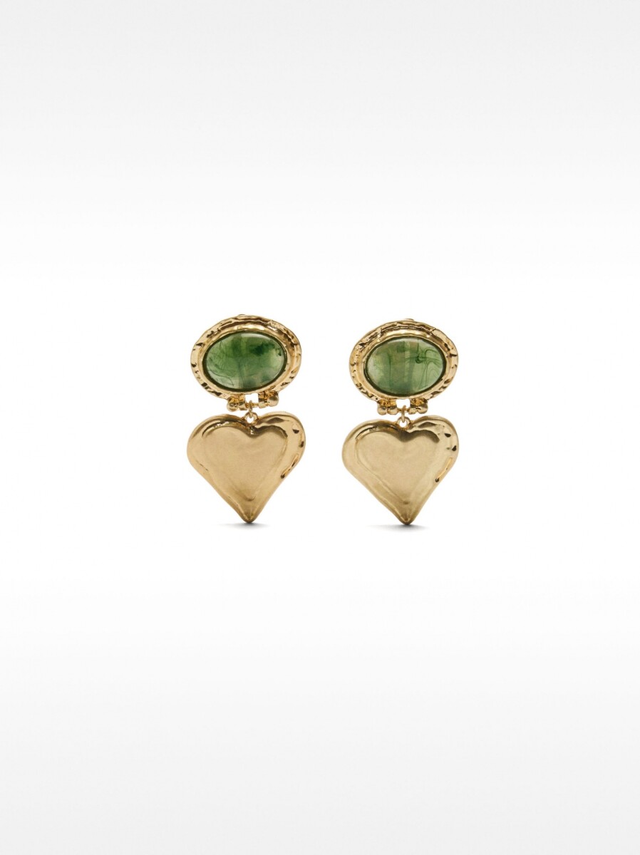 Pendientes De Corazón Con Piedra - dorado 