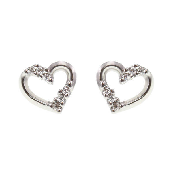 Caravanas Corazones en oro blanco 18k con circonias Caravanas Corazones en oro blanco 18k con circonias