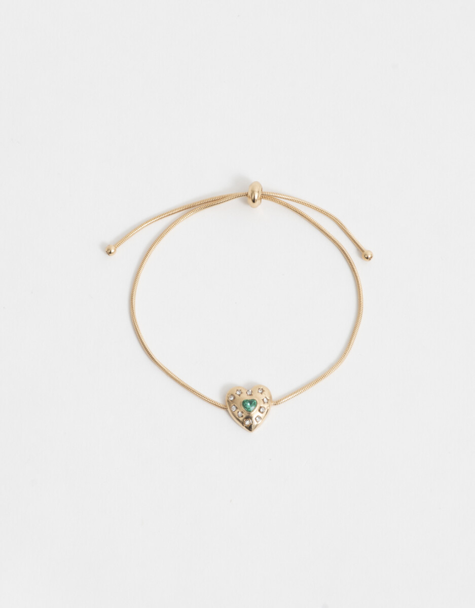 Pulsera Flexible Corazón Bañada En Oro 
