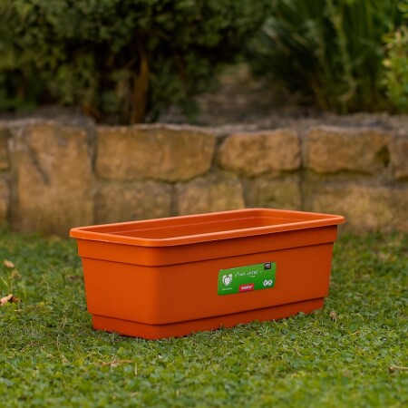 MACETA JARDINERA RECTANGULAR 8LTS 45X16X12CM TERRACOTA