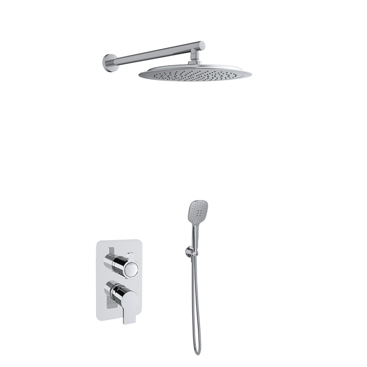 Grifería De Empotrar De 2 Vías Con Roseta Redonda Modelo Bx 941512rp300 Color Cromo 