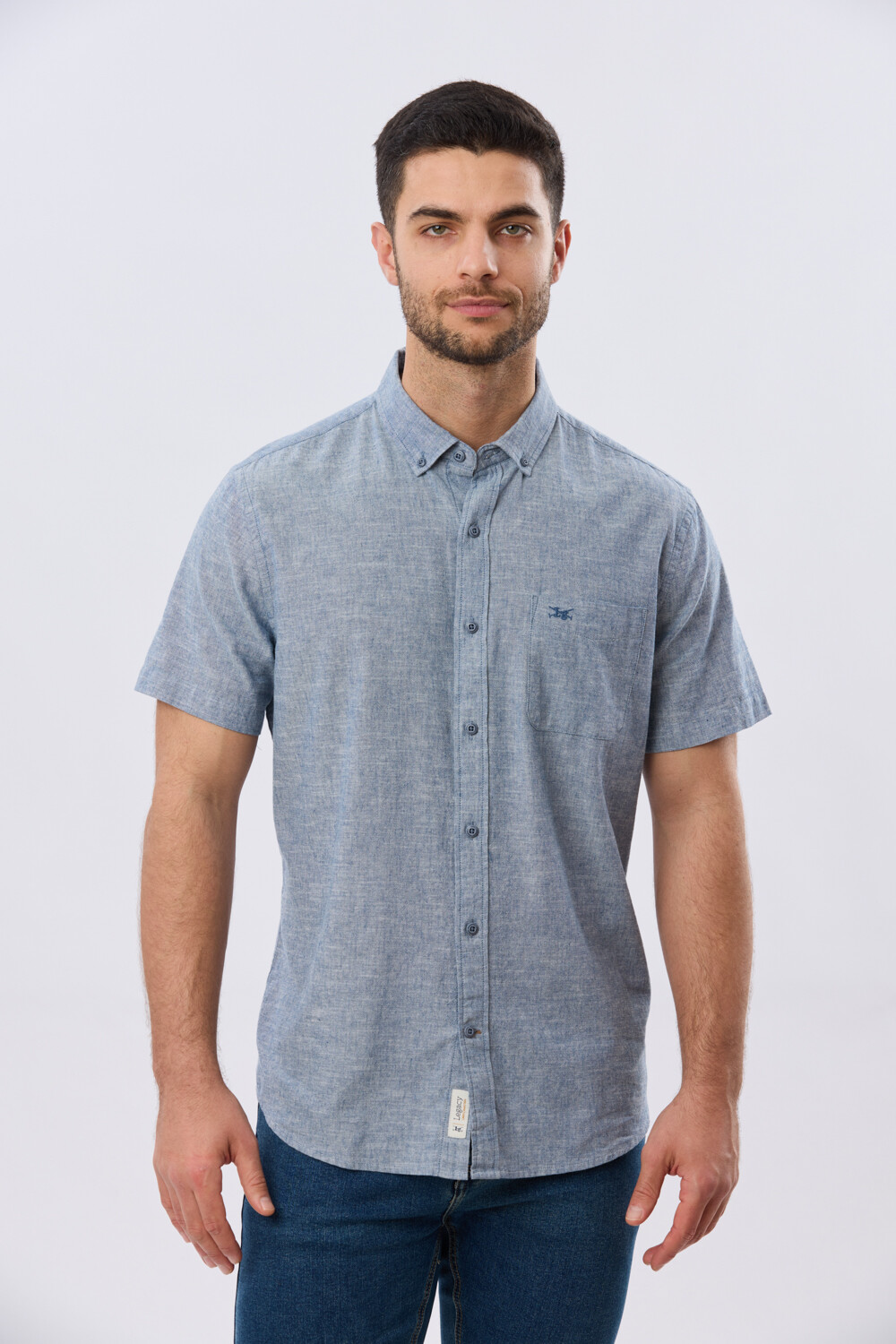 CAMISA LISA DE LINO Denim