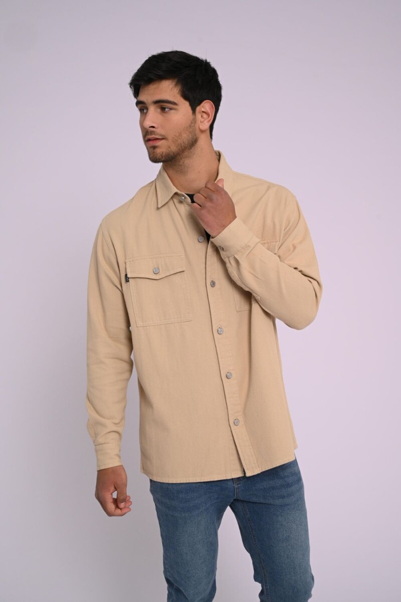 Sobrecamisa de gabardina Beige
